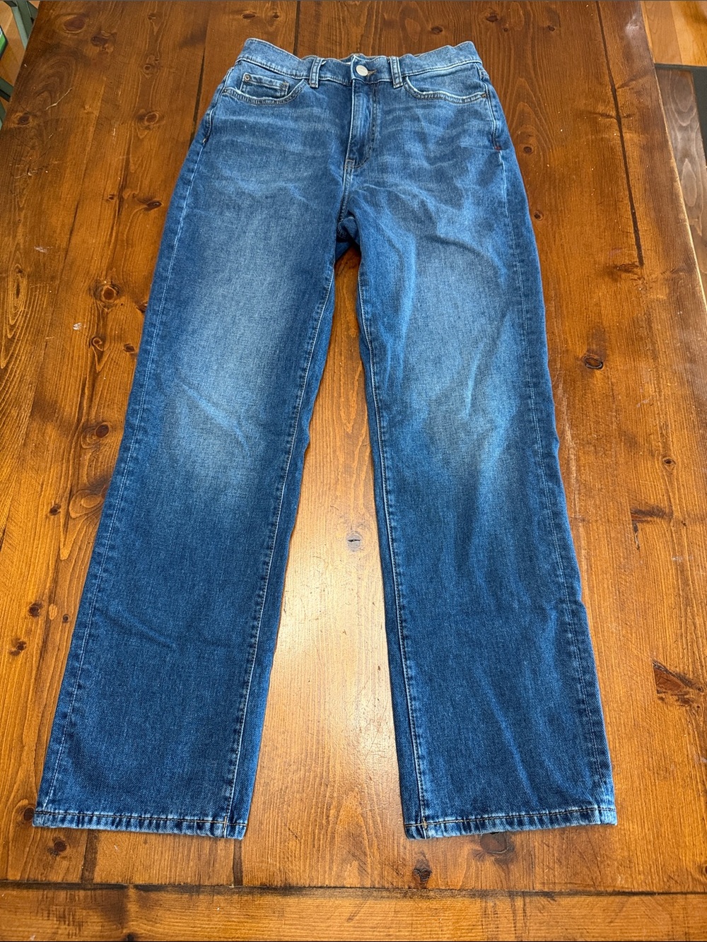 Warp + Weft Straight-Leg Jeans in Classic Blue Denim